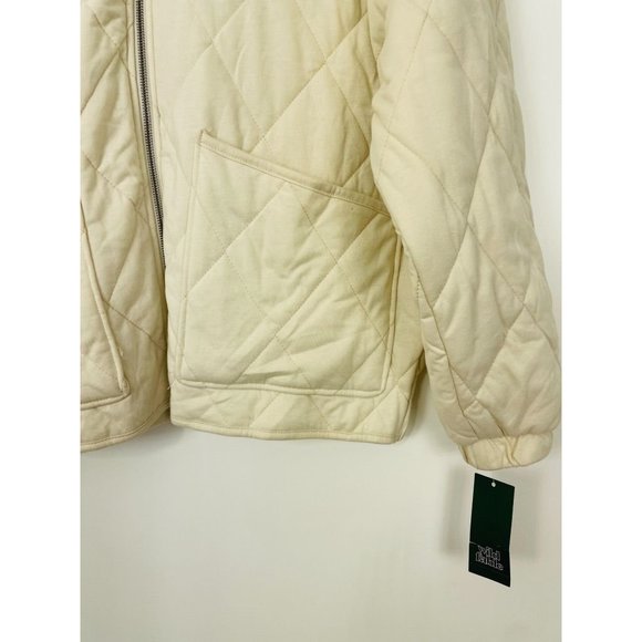 Wild Fable Womens Quilted Jacket Extra Large Ivory Puffer Zip Pockets Hooded New - Picture 5 of 11